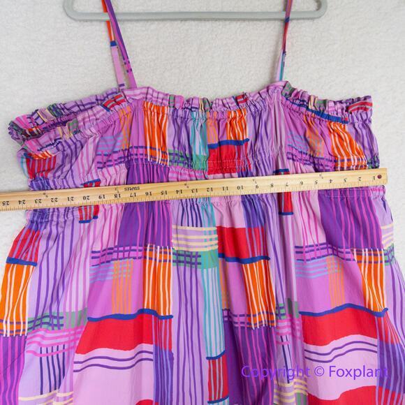 Eloqui Shift Dress‎ Smocked Bodice Empire Gathered Color Block Midi plus size 20 - Picture 7 of 14